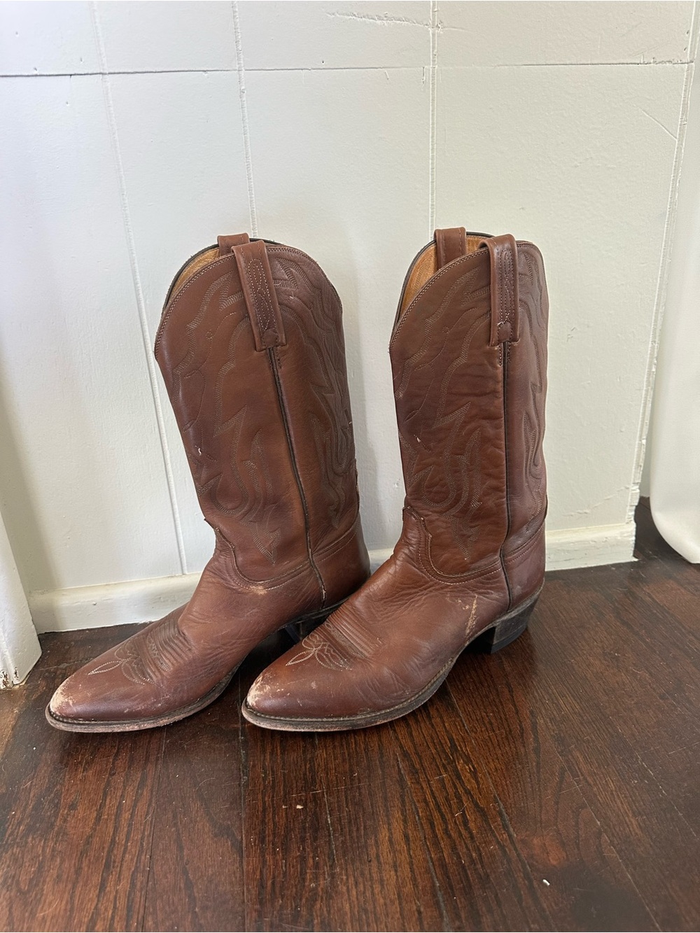 Lucchese Brown Leather Western Cowboy Boots for Men